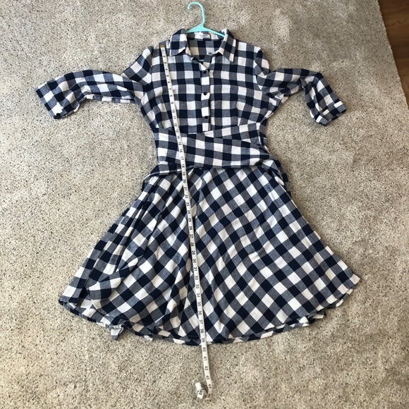 Gingham Plaid 3/4 Sleeve Dress w/ wrap belt - M - Picture 4 of 8